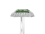 White gold Fancy Green Emerald  Halo Diamond Engagement Ring with Solitaire Band and Four-Prong Setting_24