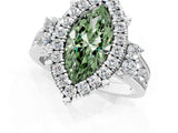 White gold Fancy Green Emerald  Halo Diamond Engagement Ring with Split Shank and Four-Prong Setting_58