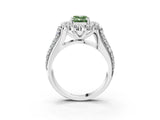 White gold Fancy Green Emerald  Halo Diamond Engagement Ring with Split Shank and Prong Setting_69