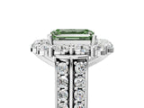 White gold Fancy Green Emerald  Halo Diamond Engagement Ring with Split Shank and Prong Setting_71