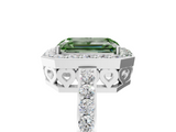 White gold Fancy Green Emerald  Halo Diamond Pavé Band Ring with Prong Setting_24