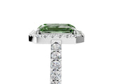 White gold Fancy Green Emerald  Halo Diamond Pavé Solitaire Ring_32