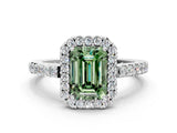 White gold Fancy Green Emerald  Halo Diamond Pavé Solitaire Ring_39