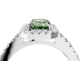 White gold Fancy Green Emerald  Halo Diamond Pavé Solitaire Ring_43