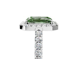 White gold Fancy Green Emerald  Halo Diamond Pavé Solitaire Ring_44