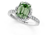 White gold Fancy Green Emerald  Halo Diamond Pave Band Ring with Four-Prong Setting_16