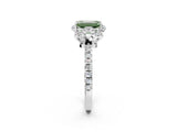 White gold Fancy Green Emerald  Halo Diamond Pave Band Ring with Four-Prong Setting_17