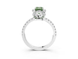 White gold Fancy Green Emerald  Halo Diamond Pave Band Ring with Four-Prong Setting_18