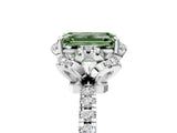 White gold Fancy Green Emerald  Halo Diamond Pave Band Ring with Four-Prong Setting_20