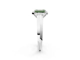 White gold Fancy Green Emerald  Halo Diamond Ring with Cathedral Band and Four-Prong Setting_51