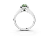 White gold Fancy Green Emerald  Halo Diamond Ring with Cathedral Band and Four-Prong Setting_52