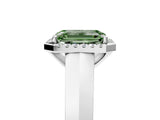 White gold Fancy Green Emerald  Halo Diamond Ring with Cathedral Band and Four-Prong Setting_53