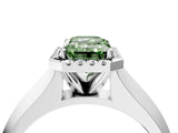 White gold Fancy Green Emerald  Halo Diamond Ring with Cathedral Band and Four-Prong Setting_53