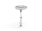 White gold Fancy Green Emerald  Halo Diamond Ring with Milgrain Edge and Round Prong Setting_57