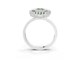 White gold Fancy Green Emerald  Halo Diamond Ring with Milgrain Edge and Round Prong Setting_58