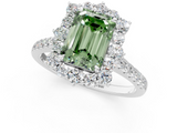 White gold Fancy Green Emerald  Halo Diamond Ring with Pavé Band and Prong Setting_21