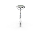 White gold Fancy Green Emerald  Halo Diamond Ring with Pavé Band and Prong Setting_22