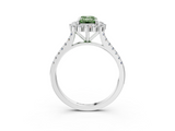 White gold Fancy Green Emerald  Halo Diamond Ring with Pavé Band and Prong Setting_23