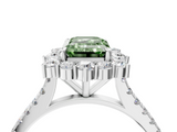 White gold Fancy Green Emerald  Halo Diamond Ring with Pavé Band and Prong Setting_24