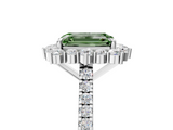 White gold Fancy Green Emerald  Halo Diamond Ring with Pavé Band and Prong Setting_25