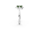 White gold Fancy Green Emerald  Halo Diamond Ring with Round Cluster Setting, Solitaire Band, and Four-Prong Setting_51