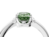 White gold Fancy Green Emerald  Halo Diamond Ring with Round Cluster Setting, Solitaire Band, and Four-Prong Setting_53