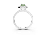 White gold Fancy Green Emerald  Halo Diamond Solitaire with Pavé Band and Four-Prong Setting_107
