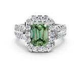 White gold Fancy Green Emerald  Halo Diamond Split Shank Engagement Ring with Prong Setting_57