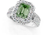 White gold Fancy Green Emerald  Halo Diamond Split Shank Engagement Ring with Prong Setting_64