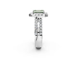 White gold Fancy Green Emerald  Halo Diamond Split Shank Engagement Ring with Prong Setting_65