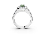 White gold Fancy Green Emerald  Halo Diamond Split Shank Engagement Ring with Prong Setting_66
