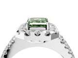 White gold Fancy Green Emerald  Halo Diamond Split Shank Engagement Ring with Prong Setting_67