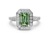 White gold Fancy Green Emerald  Halo Pavé Diamond Engagement Ring with Bezel Setting_36