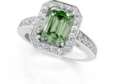 White gold Fancy Green Emerald  Halo Pavé Diamond Engagement Ring with Bezel Setting_37