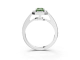 White gold Fancy Green Emerald  Halo Pavé Diamond Engagement Ring with Bezel Setting_39