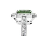White gold Fancy Green Emerald  Halo Pavé Diamond Engagement Ring with Bezel Setting_42