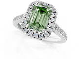 White gold Fancy Green Emerald  Halo Pavé Diamond Engagement Ring with Four-Prong Setting_29