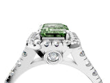 White gold Fancy Green Emerald  Halo Pavé Diamond Engagement Ring with Four-Prong Setting_30