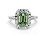 White gold Fancy Green Emerald  Halo Pavé Diamond Engagement Ring with Four-Prong Setting_43