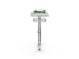 White gold Fancy Green Emerald  Halo Pave Band Solitaire Ring with Prong Setting_84