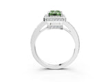 White gold Fancy Green Emerald  Halo Pave Band Solitaire Ring with Prong Setting_85