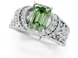 White gold Fancy Green Emerald  Halo Pave Diamond Engagement Ring with Milgrain Detailing_74