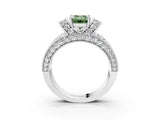 White gold Fancy Green Emerald  Halo Pave Diamond Engagement Ring with Milgrain Detailing_76
