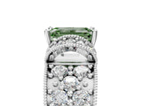 White gold Fancy Green Emerald  Halo Pave Diamond Engagement Ring with Milgrain Detailing_78