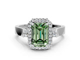 White gold Fancy Green Emerald  Halo Pave Split Shank Prong Setting Ring_81