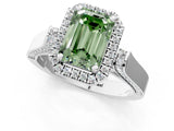 White gold Fancy Green Emerald  Halo Pave Split Shank Prong Setting Ring_82