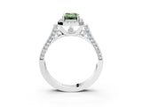 White gold Fancy Green Emerald  Halo Pave Split Shank Prong Setting Ring_85