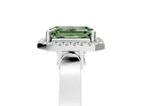 White gold Fancy Green Emerald  Halo Pave Split Shank Prong Setting Ring_86