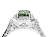 White gold Fancy Green Emerald  Halo Pave Split Shank Prong Setting Ring_86