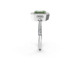 White gold Fancy Green Emerald  Halo Round Diamond Milgrain Pave Engagement Ring_11